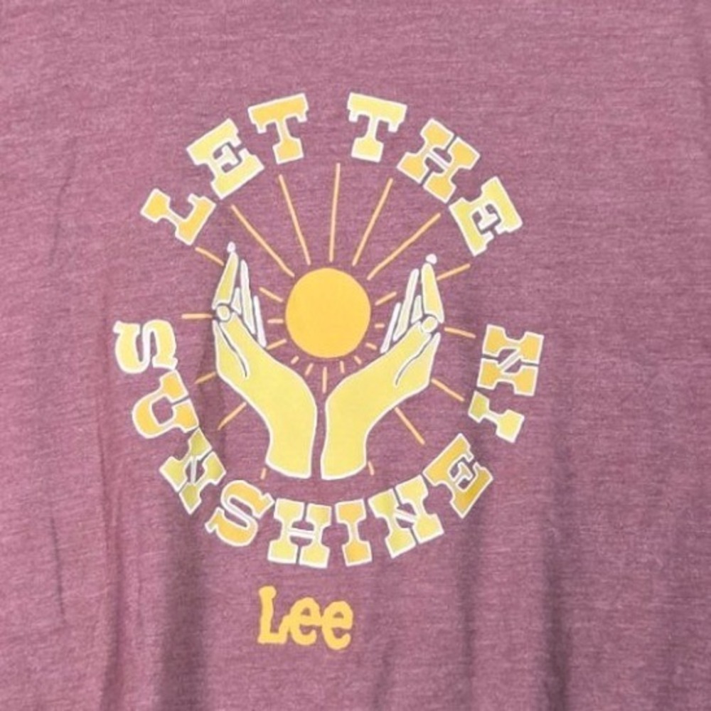 Lee Graphic T-Shirt Womens XL Burgundy Let The Sunshine In Short Sleeve Tee